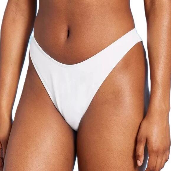 NWT Wild Fable White Low Rise Ultra High Leg Cheeky Bikini Bottom Size 1X - Picture 1 of 12
